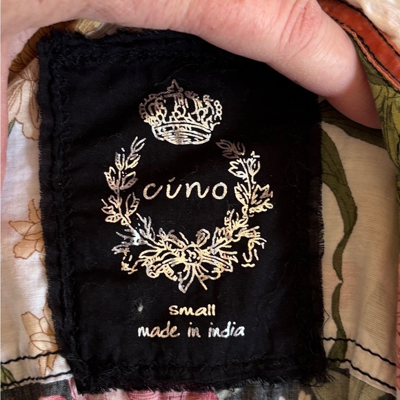 Ciño Cotton Floral Button Down Shirt Crinkle Voile Fabric w Button Detail Med. - Picture 6 of 8